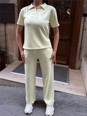Sarı Polyester Elastan Polo Yaka Takım