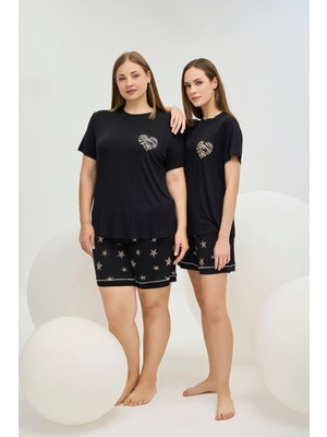 16320 Kadın Baskılı Şort Takım