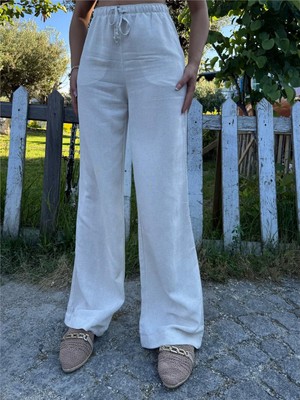 Taş Beli Lastikli Palazzo Pantolon