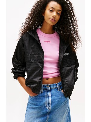 Tommy Jeans Script Kadın Siyah Yağmurluk  DW0DW20952BDS