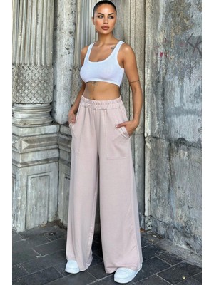 Vizon Beli Lastikli, Cepli, Bol Paça, Salaş Pantolon