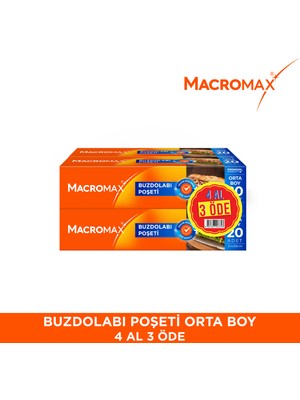 Macromax Buzdolabı Poşeti Orta Boy - 4 Al 3 Öde 80 Lı Paket