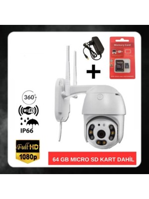 2 Mp Sesli Wıfı Özellikli Ptz Mini Speed Dome Güvenlik Kamerası 64 GB Mıcro Sd Kart Dahil BT-170164