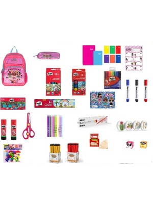Ilkokul Kırtasiye Seti 2 Pembe Çantalı (Kız Öğrenci)
