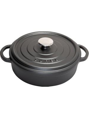 Sürel 28 cm Yuvarlak Sığ Tencere Mat Siyah