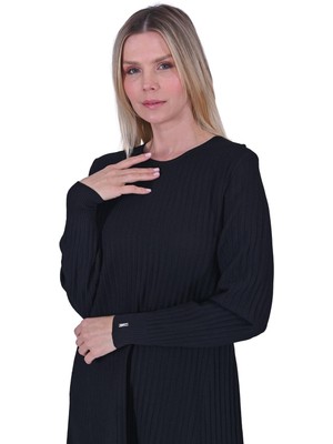 Oluk Triko Tunik Siyah
