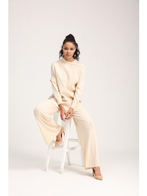 Körüklü Triko Tunik Vanilya