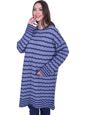 Dalga Triko Tunik Indigo