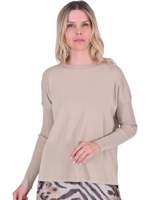 Sıkma Kol Triko Tunik Bej