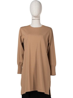 Klasik Triko Tunik Camel