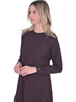 Asimetrik Triko Tunik Kahve