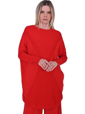 Kum Saati Triko Tunik Kırmızı