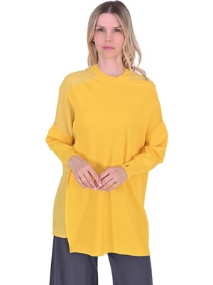Körüklü Triko Tunik Sarı