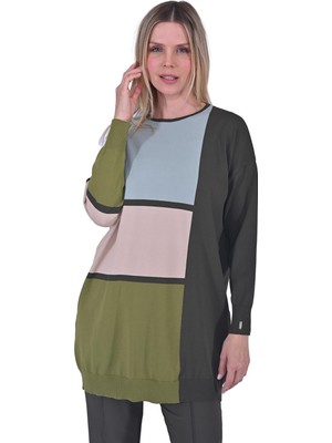 Üç Renk Triko Tunik Haki