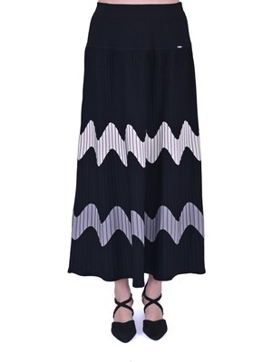 Dalga Triko Etek Siyah