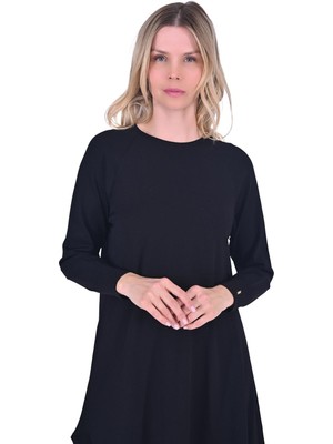Asimetrik Triko Tunik Siyah