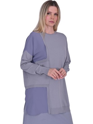 Pencere Triko Tunik Gri