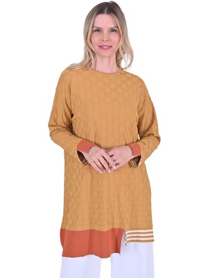 Kesmeşeker Triko Tunik Hardal