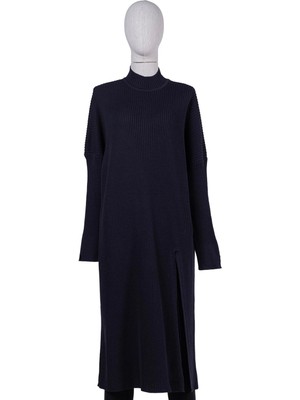 Yırtmaç Yün Tunik Mürdüm