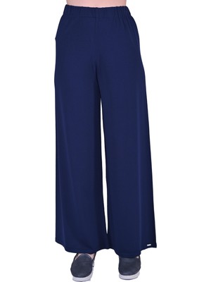 Düz Paça Triko Pantolon Lacivert