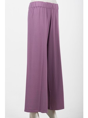 Düz Paça Triko Pantolon Eflatun