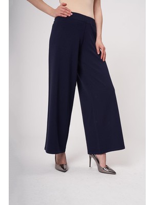 Düz Paça Triko Pantolon Mor