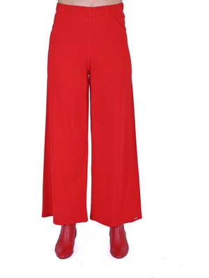 Düz Paça Triko Pantolon Kırmızı