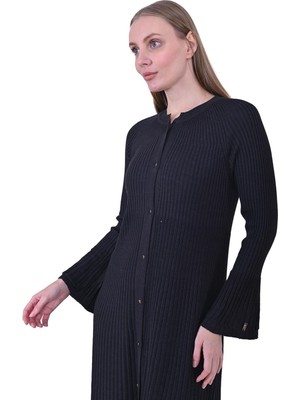 Deniz Kabuğu Triko Yün Hırka Antrasit