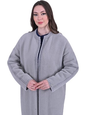 Road Tüylü Triko Hırka Gri