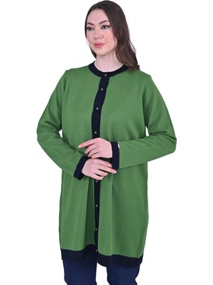 Defne Triko Yün Hırka Lacivert-Yeşil