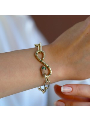 Necati Gün Yılan Sonsuzluk Modeli Gold Kaplama Zirkon Taşlı Bileklik