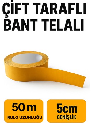 Dekoset Çift Taraflı Bant Telalı (5 Cm Genişlik- 50 Metre Uzunluk)