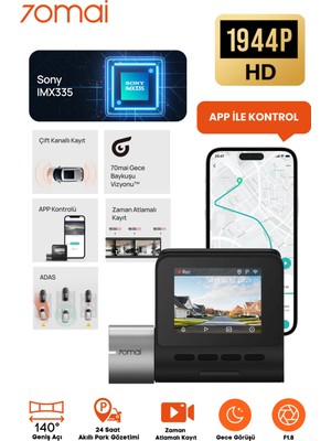 70MAI A500 S Pro Plus Dahili Gps Araç Kamerası