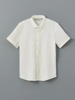 Lcw Vision Ekru Kısa Kollu Dokulu Erkek Çocuk Gömlek