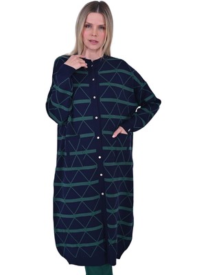 Kıristal Triko Uzun Hırka Lacivert