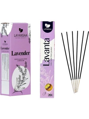 Layansaa Lavanta (Lnder) Arınma Agarbatti Özel Aroma Kokusu 20 Adet 1 Paket Çubuk Tütsü