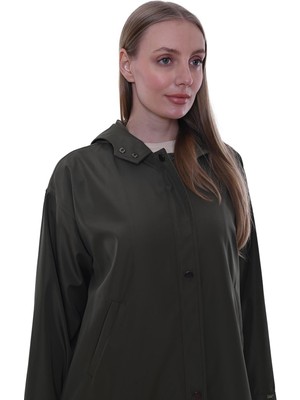 Art Uzun Yağmurluk Haki