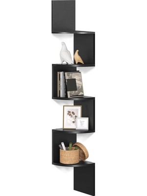 Köşe Rafı, 5 Raflı Duvar Rafı, Asma Raf, Mutfak, Yatak Odası, Oturma Odası, Çalışma Odası, Ofis Için, Siyah LBC20BK