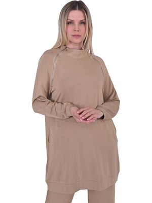 Fermuarlı Eşortman Takım Camel