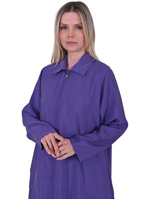 Erkek Yaka Fermuar Detaylı Modal Kap Mor