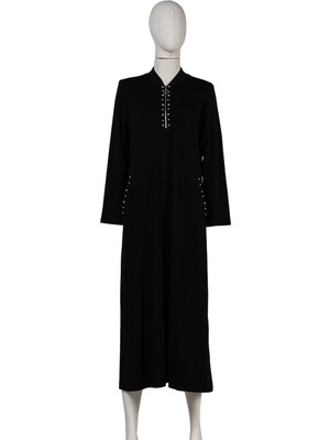 Taşlı Eşortman Elbise Siyah