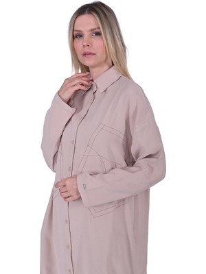 Modal Uzun Gömlek Bej