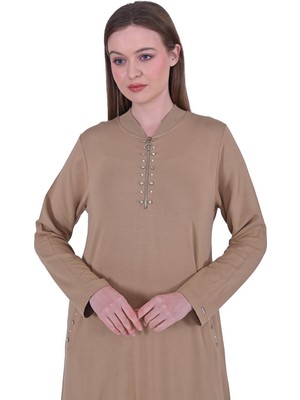 Invee Taşlı Eşofman Elbise CAMEL