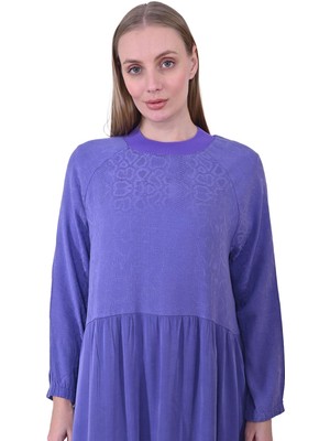 Yılan Desen Lyocel Elbise Mor