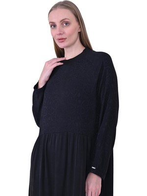 Yılan Desen Lyocel Elbise Siyah