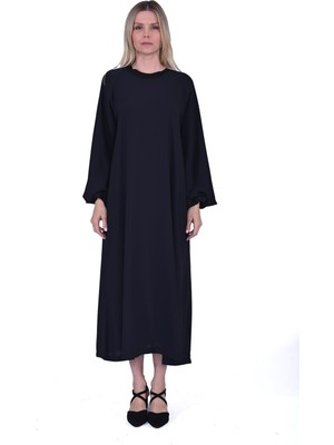 Balon Kollu Elbise Siyah