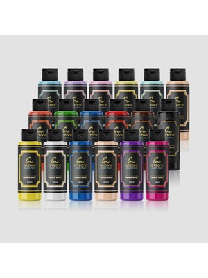 Artzone Akrilik Boya Seti 18 Renk x 120ML. (Palet ve 2 Fırça Hediye)