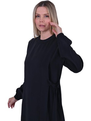 Yan Bağcıklı Elbise Siyah