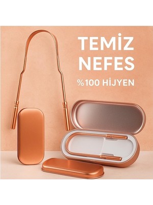 Kitchen Live Dil Temizleyici Bakır Hilal Ağız Bakım Fırçası Dil Plak Temizleme Dil Sıyırıcı Saklama Kutulu