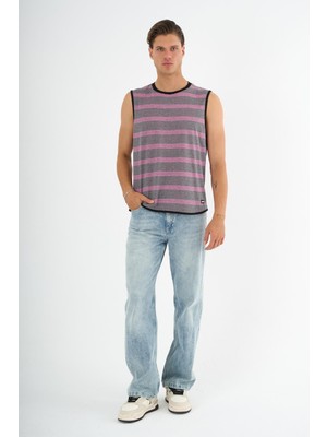 Bisiklet Yaka Çizgili Kolsuz T-Shirt